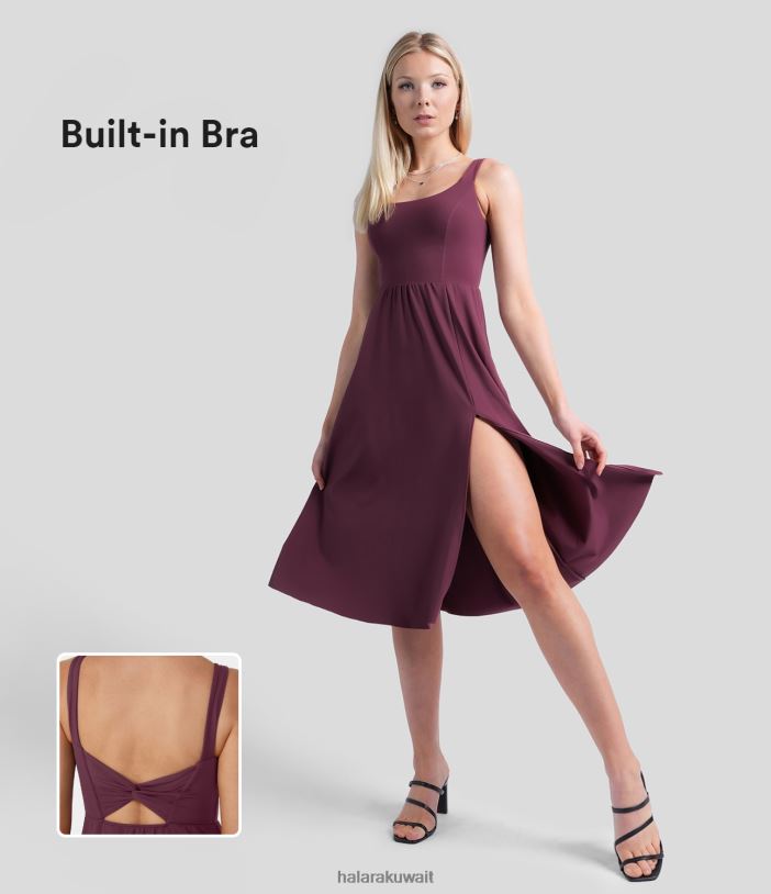 ملابس تين TDP4N1141 نحيف Halara فستان ميدي كاجوال مبطن بدون ظهر