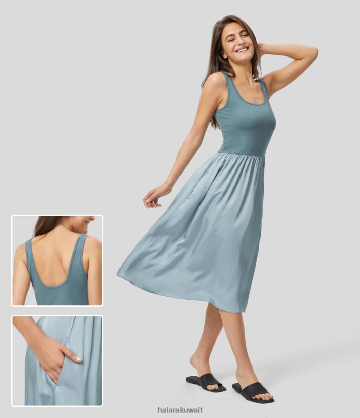 ملابس الأزرق الاسترليني TDP4N1188 نحيف Halara فستان كاجوال برقبة على شكل حرف U بدون أكمام وجيب جانبي مطوي ومتباين يشبه الساتان ملابس الأزرق الاسترليني TDP4N1188 نحيف Halara فستان كاجوال برقبة على شكل حرف U بدون أكمام وجيب جانبي مطوي ومتباين يشبه الساتان