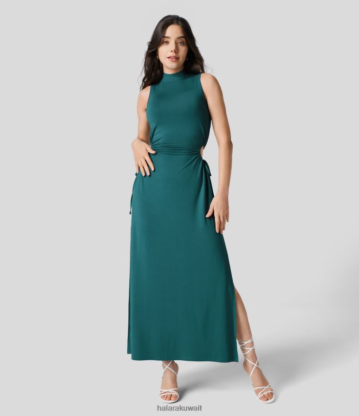 ملابس منطقة شيسبيكا TDP4N1192 نحيف Halara فستان ماكسي كاجوال بدون أكمام برقبة وهمية وفتحة برباط ملابس منطقة شيسبيكا TDP4N1192 نحيف Halara فستان ماكسي كاجوال بدون أكمام برقبة وهمية وفتحة برباط