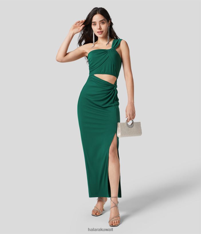 ملابس دائمة الخضرة TDP4N1199 نحيف Halara فستان حفلات ماكسي بكتف واحد وفتحة مكشوفة الظهر
