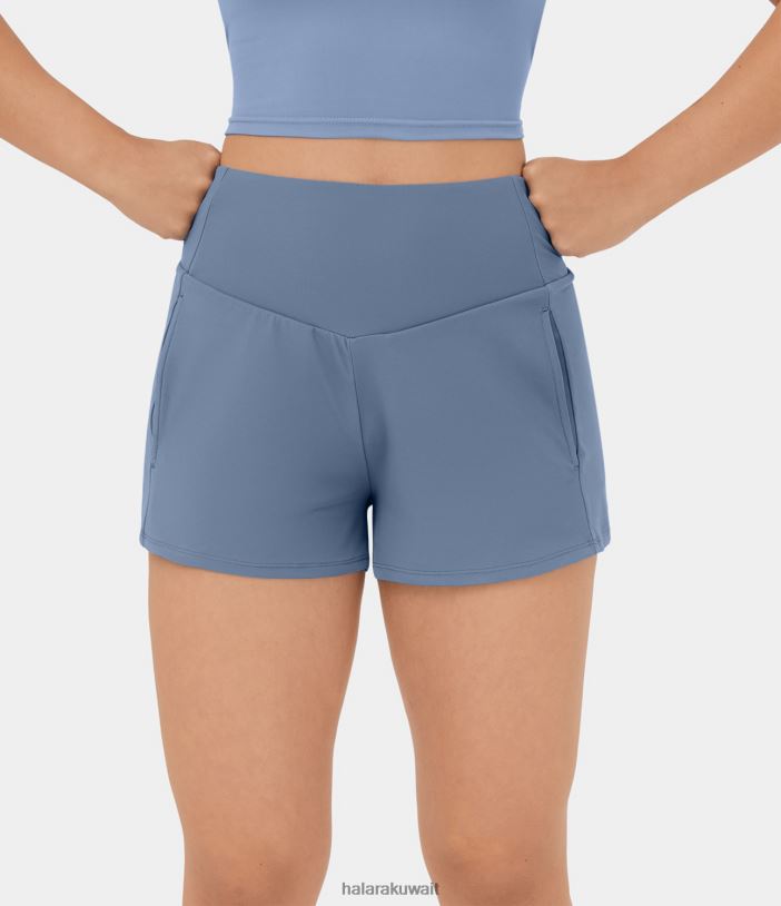 ملابس رياضية ما لا نهاية TDP4N1274 نحيف Halara شورت يوجا عالي الخصر على شكل حرف V وجيب جانبي 2 في 1 مقاس 2.5 بوصة