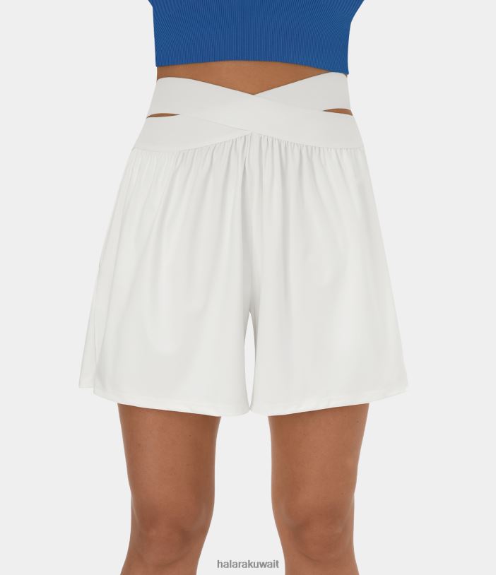 ملابس رياضية أبيض TDP4N1291 نحيف Halara شورت كروس كاجوال بخصر عالٍ وجيب جانبي 5 بوصات