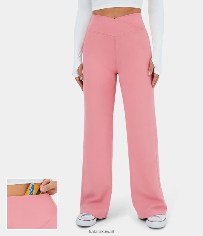 ملابس رياضية إبداعي TDP4N132 نحيف Halara بنطال يوجا ذو خصر عالٍ وجيب خلفي وساق واسعة