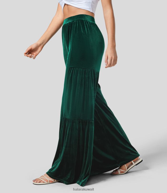 ملابس غابه استوائيه TDP4N137 نحيف Halara سراويل مخملية عالية الخصر مطوية وواسعة الساق