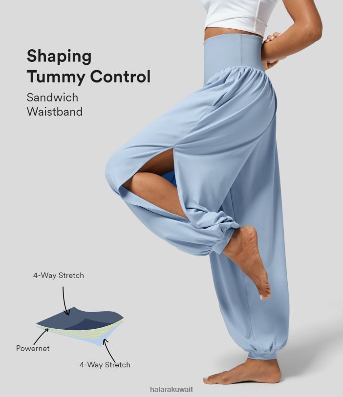 ملابس رياضية شلالات انجل TDP4N13 نحيف Halara بنطال يوجا ذو خصر عالٍ للتحكم في البطن وجيب جانبي مطوي ومقطع