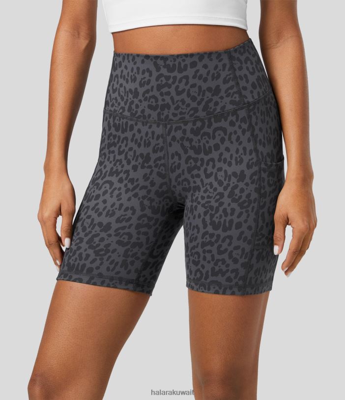 ملابس رياضية أزرق رمادي TDP4N1412 نحيف Halara شورت راكب الدراجة النارية بجيب جانبي عالي الخصر