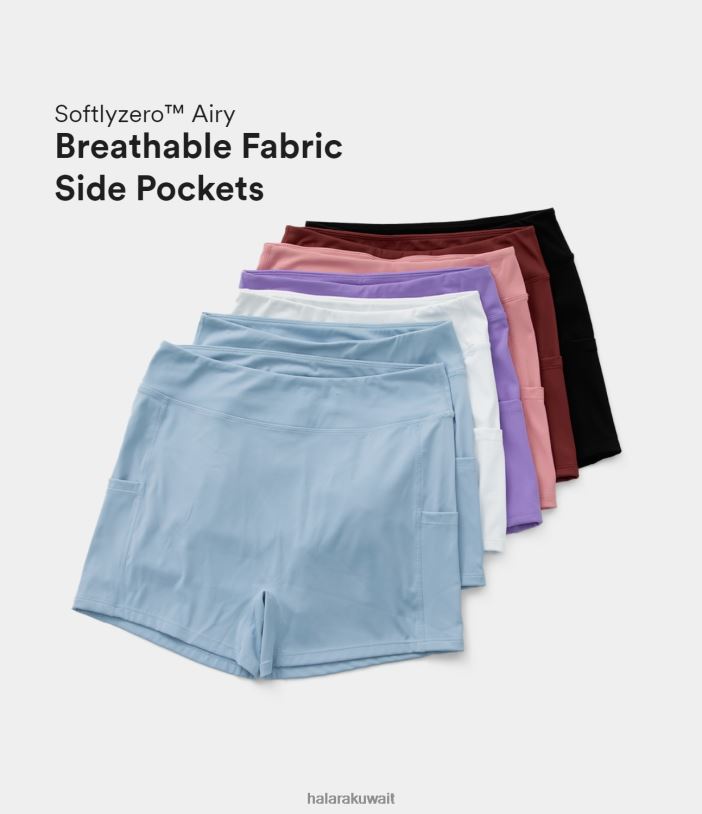 ملابس رياضية أسود TDP4N1413 نحيف Halara شورت يوجا Softlyzero Airy عالي الخصر وجيب جانبي سادة بملمس رائع 3.5 بوصة