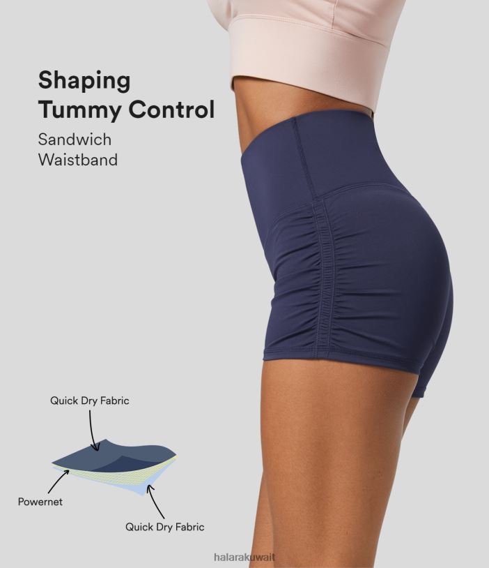 ملابس رياضية الفجر الأرجواني TDP4N1414 نحيف Halara شورت Socinched عالي الخصر للتحكم في البطن ومكشكش وسريع الجفاف 2.5 بوصة