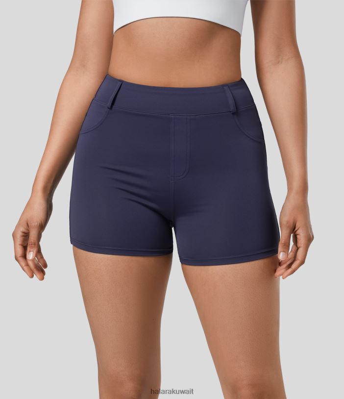 ملابس رياضية الفجر الأرجواني TDP4N1432 نحيف Halara شورت راكب الدراجة النارية عالي الخصر بجيب خلفي سريع الجفاف 3''
