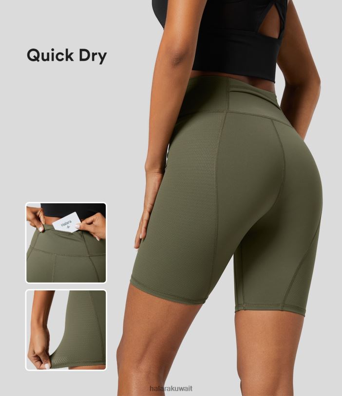 ملابس رياضية إبداعي TDP4N1436 نحيف Halara شورت Speedwave عالي الخصر بجيب خلفي سريع الجفاف لراكبي الدراجات النارية 7 بوصة