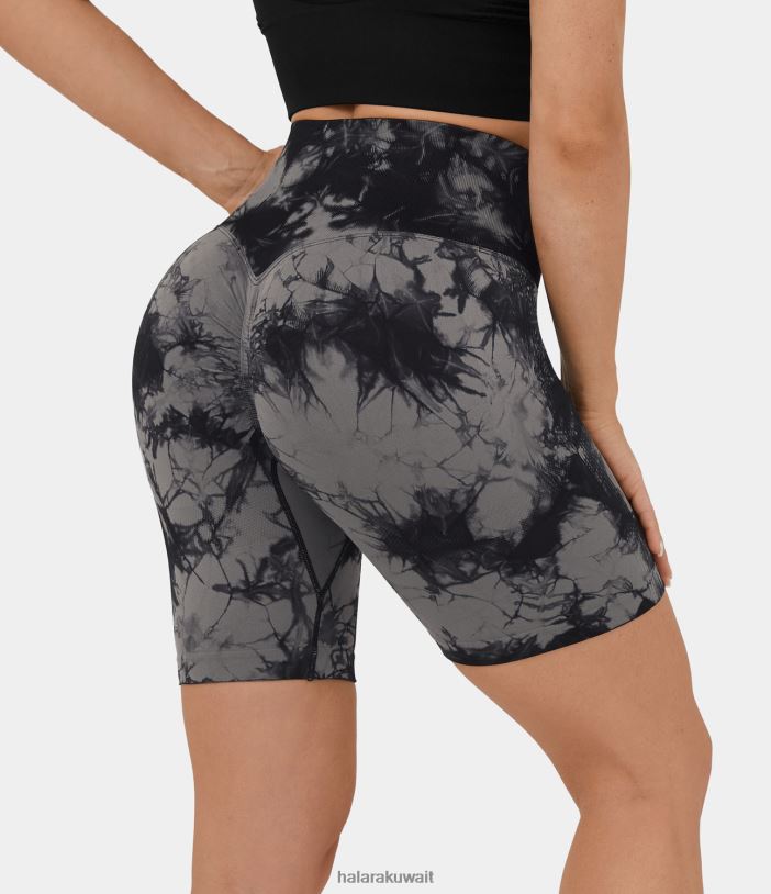 ملابس رياضية إبداعي TDP4N1438 نحيف Halara شورت يوجا لراكبي الدراجات النارية ذو خصر عالٍ ومكشكش وتدفق سلس