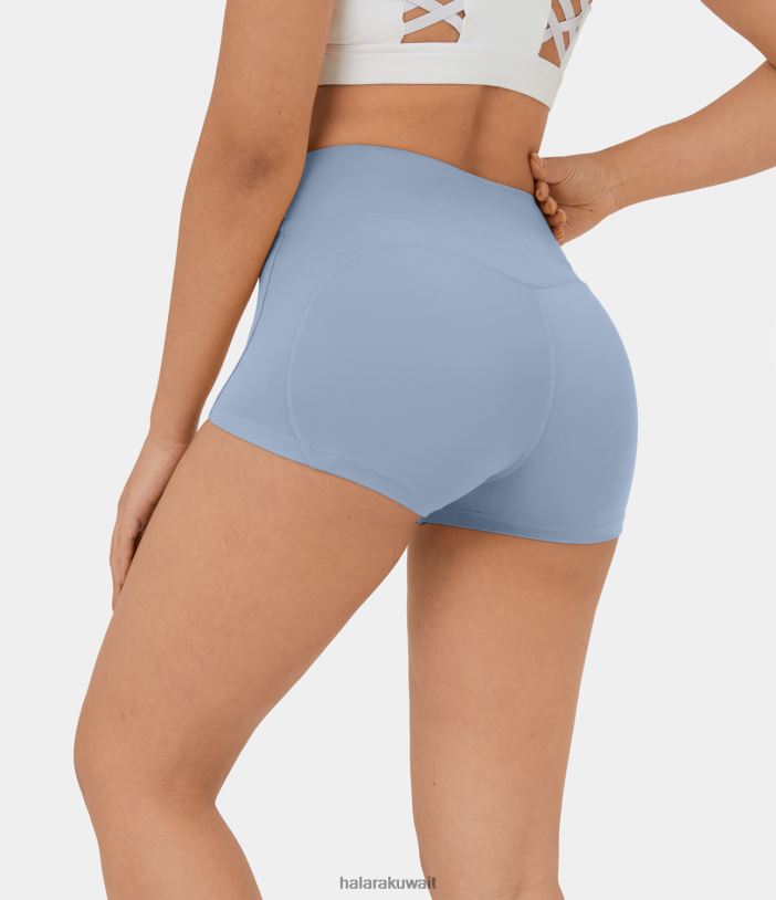 ملابس رياضية رمادي فاتح أزرق TDP4N1441 نحيف Halara شورت Softlyzero من القطيفة لراكبي الدراجات اليوغا بخصر عالٍ 2 بوصة