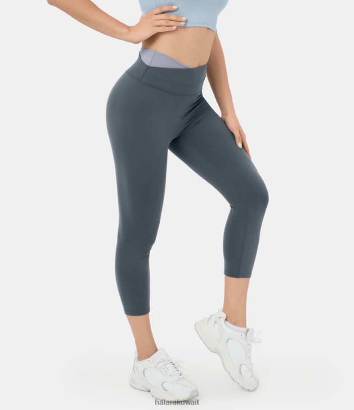 ملابس رياضية الاضطراب TDP4N1475 نحيف Halara Softlyzero Crossover Color Block Capri Yoga طماق