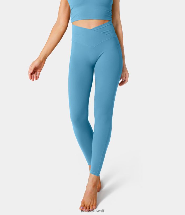 ملابس رياضية أزرق فاتح TDP4N1497 نحيف Halara باتيتوف سروال ضيق عادي مقاوم لشعر الحيوانات الأليفة عالي الخصر