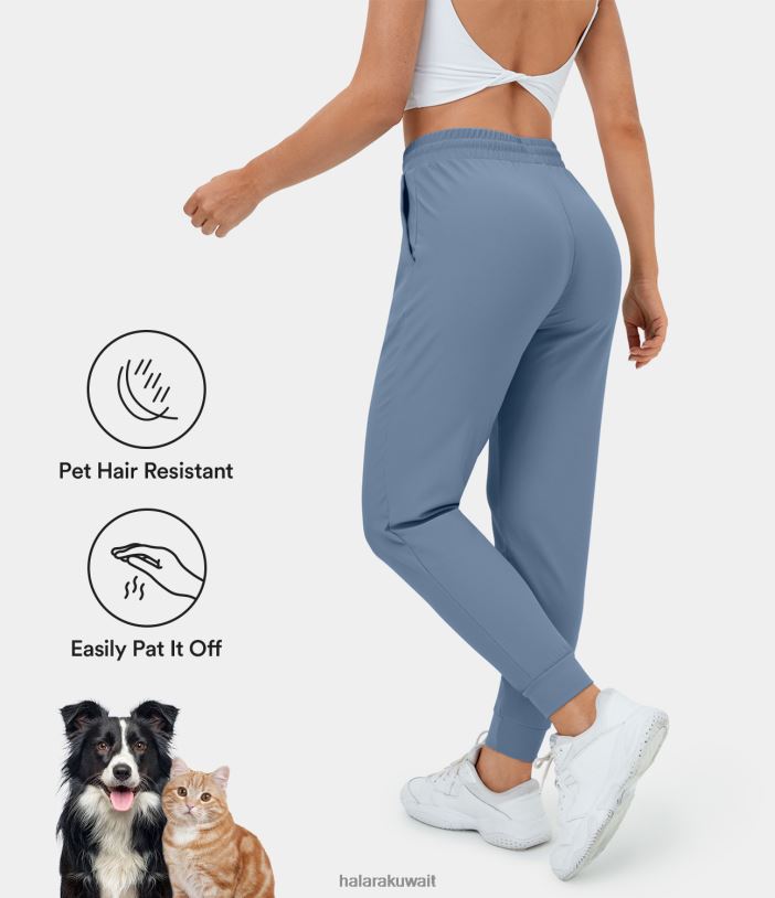 ملابس رياضية أعماق المحيط الأزرق TDP4N14 نحيف Halara بنطلون باتيتوف فلو مقاوم لشعر الحيوانات الأليفة عالي الخصر برباط وجيب جانبي 7/8 للركض