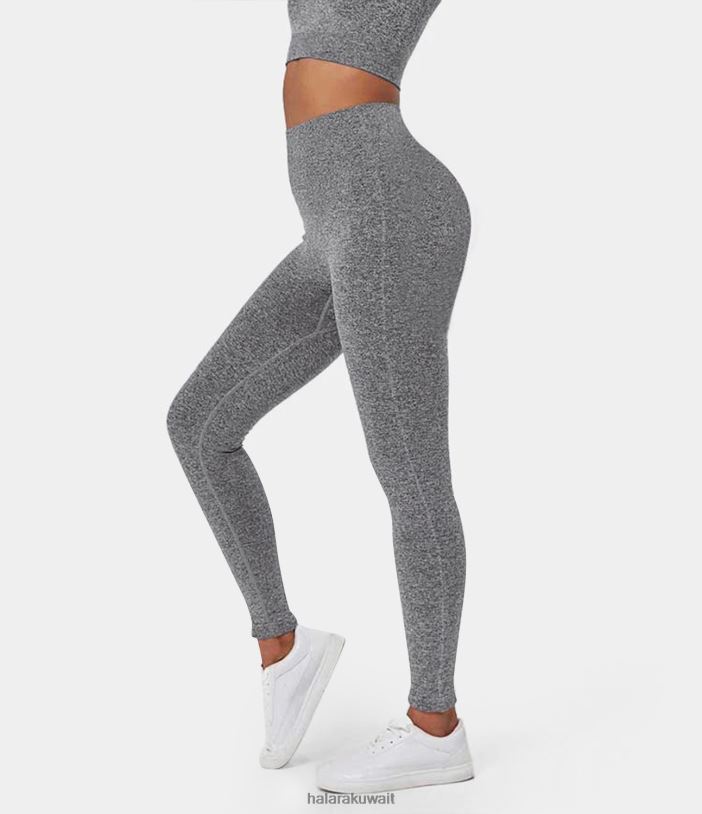 ملابس رياضية الرمادي الصلب TDP4N1504 نحيف Halara تدفق سلس عالي الخصر للتحكم في البطن 7/8