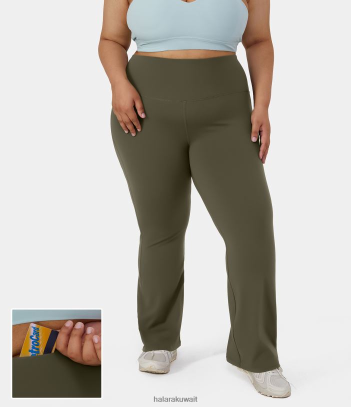 قيعان ليلة الغابة TDP4N1520 نحيف Halara جيب خلفي عالي الخصر عادي بالإضافة إلى طماق مضيئة طفيفة