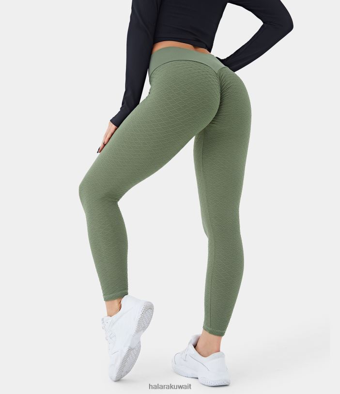 ملابس رياضية الشبت TDP4N1526 نحيف Halara بنطال ضيق متقاطع متوسط ​​الارتفاع بدون خياطة