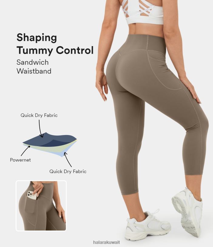 ملابس رياضية إبداعي TDP4N1528 نحيف Halara بنطال كابري للتدريب على شكل جيب جانبي عالي الخصر