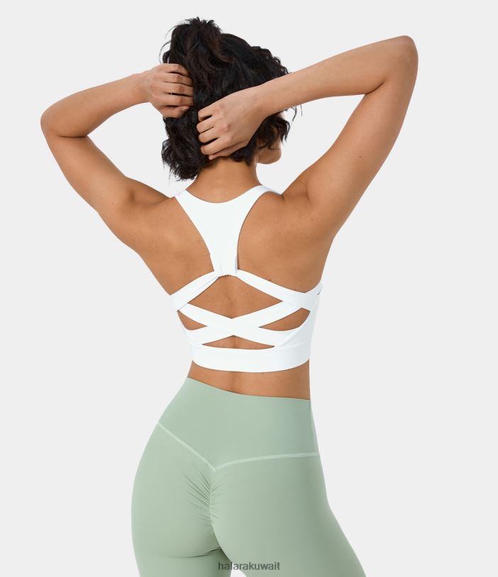 ملابس رياضية أبيض TDP4N1577 نحيف Halara حمالة صدر رياضية لليوجا بدون ظهر متقاطعة ودعم منخفض