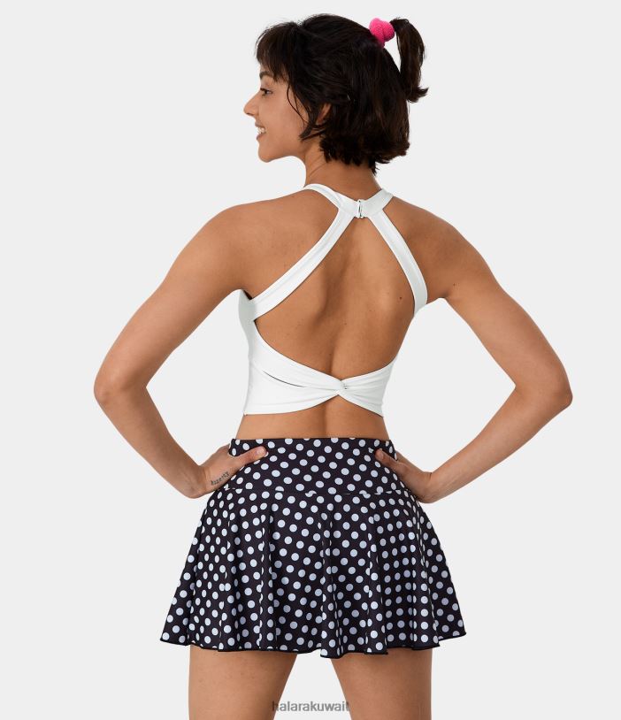 ملابس رياضية أبيض TDP4N1581 نحيف Halara حمالة صدر رياضية Softlyzero Airy منخفضة الدعم برقبة رسن وشبكة متباينة بدون ظهر ملتوية ذات ملمس رائع