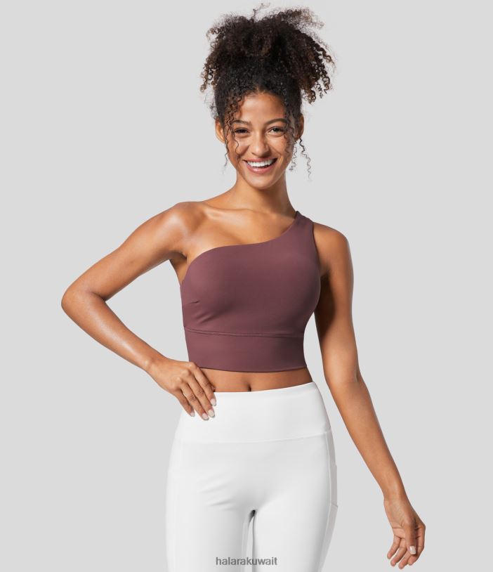 ملابس رياضية الماهوجني الأحمر TDP4N1586 نحيف Halara حمالة صدر رياضية لليوجا بدون ظهر من Softlyzero ذات دعم منخفض بكتف واحد