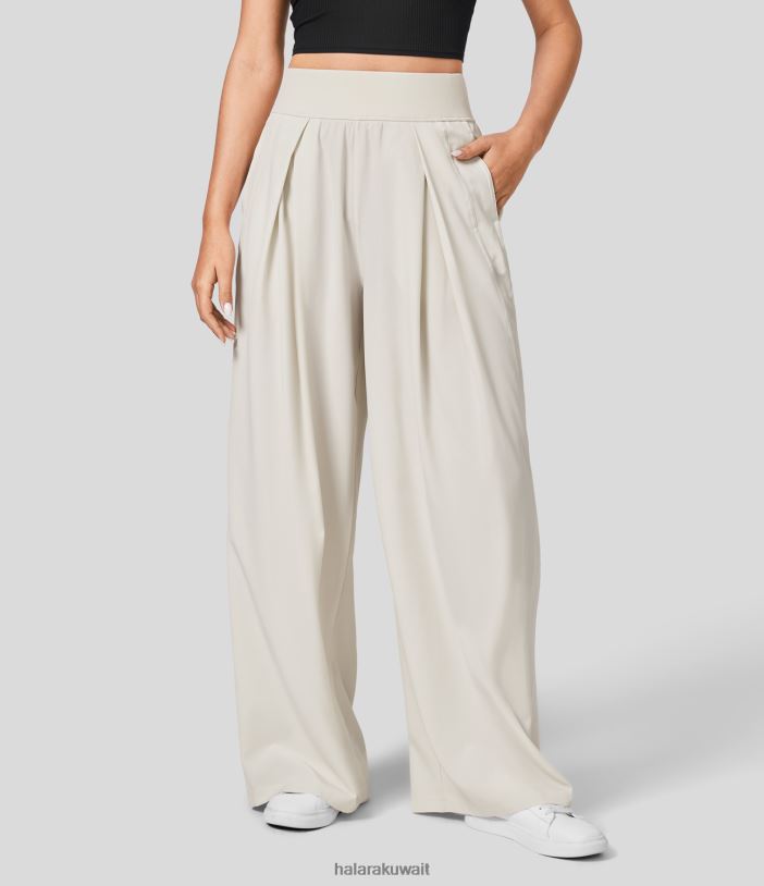 ملابس رمادي بخاري TDP4N158 نحيف Halara بنطلون كاجوال بجيب جانبي متوسط ​​الارتفاع وواسع الساق