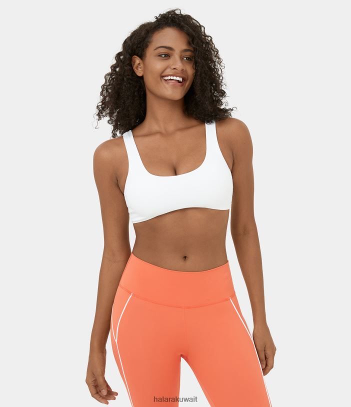 ملابس رياضية أبيض TDP4N1594 نحيف Halara حمالة صدر يوغا رياضية بدون ظهر برقبة على شكل حرف U ودعم منخفض