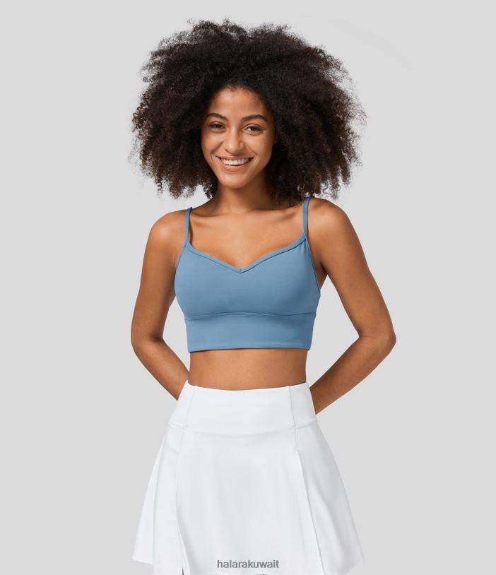 ملابس رياضية البحيرة الفضية الزرقاء TDP4N1595 نحيف Halara حمالة صدر رياضية لليوجا بدون ظهر برقبة على شكل قلب ودعم منخفض
