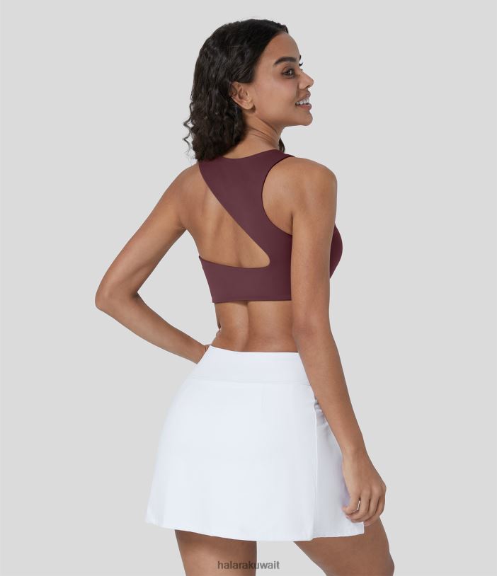 ملابس رياضية الماهوجني الأحمر TDP4N1606 نحيف Halara حمالة صدر رياضية لليوجا غير متماثلة بدون ظهر من Softlyzero ذات دعم منخفض