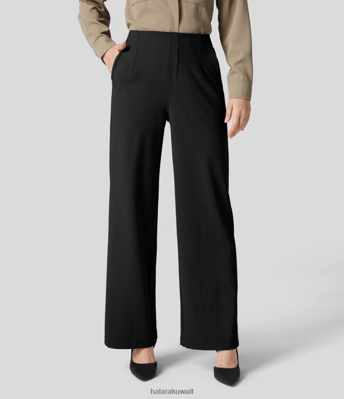 ملابس رياضية أسود TDP4N164 نحيف Halara بنطال عمل ذو خصر مرتفع وجيوب متعددة وأرجل واسعة