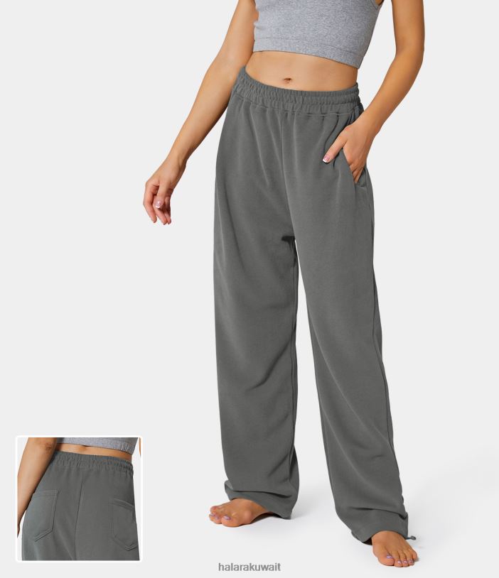 ملابس إبداعي TDP4N166 نحيف Halara بنطال رياضي قطني واسع الساق برباط داخلي وخصر مطاطي وجيب جانبي