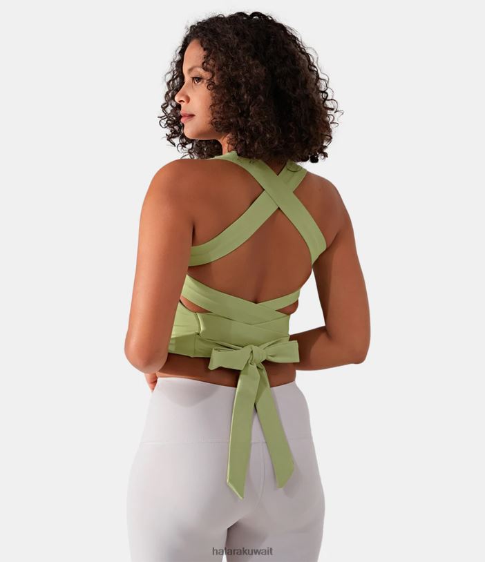 ملابس رياضية قصب TDP4N1682 نحيف Halara سترة علوية بدون أكمام مبطنة بدون ظهر مبطنة ومتقاطعة من الخلف من Softlyzero ذات ملمس رائع للتمرين