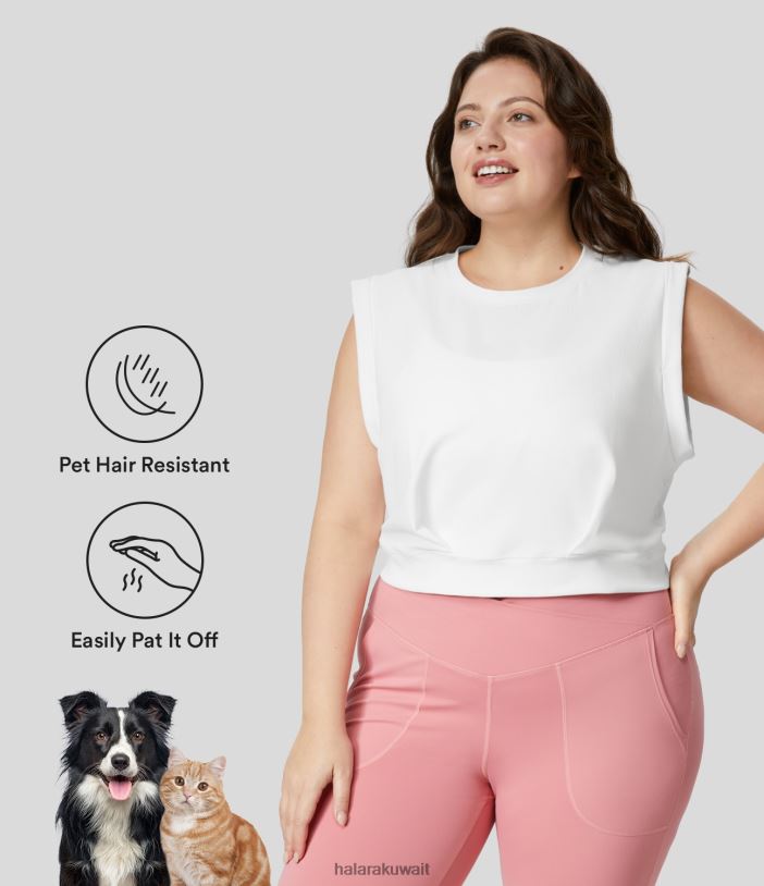 ملابس إبداعي TDP4N1697 نحيف Halara باتيتوف تدفق الحيوانات الأليفة مقاومة لشعر الرقبة طاقم الرقبة بلا أكمام اقتصاص عارضة حجم كبير تانك الأعلى