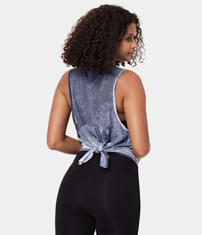 ملابس رياضية لائحة الأزرق TDP4N1703 نحيف Halara حمالة صدر شفافة بدون أكمام وربطة عنق من الخلف بدون حمالة صدر رياضية