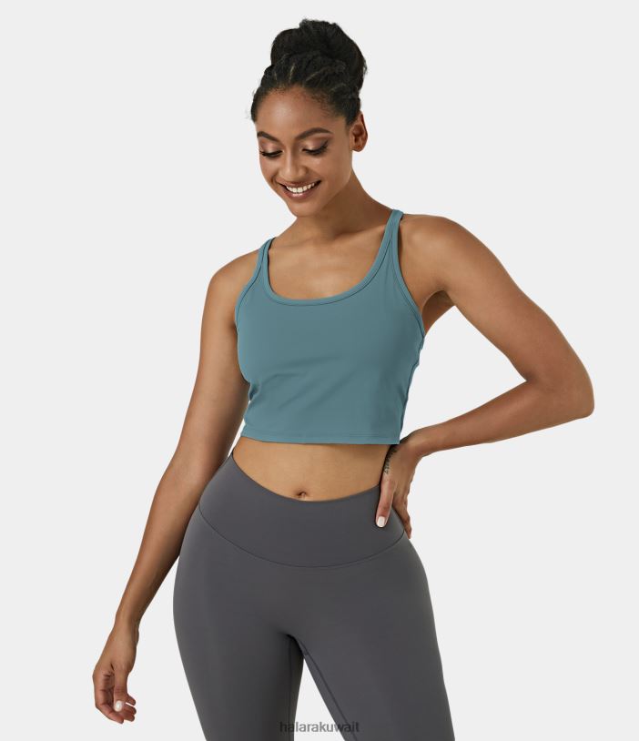 ملابس رياضية لائحة الأزرق TDP4N1758 نحيف Halara توب قصير للتمرين بظهر المتسابق