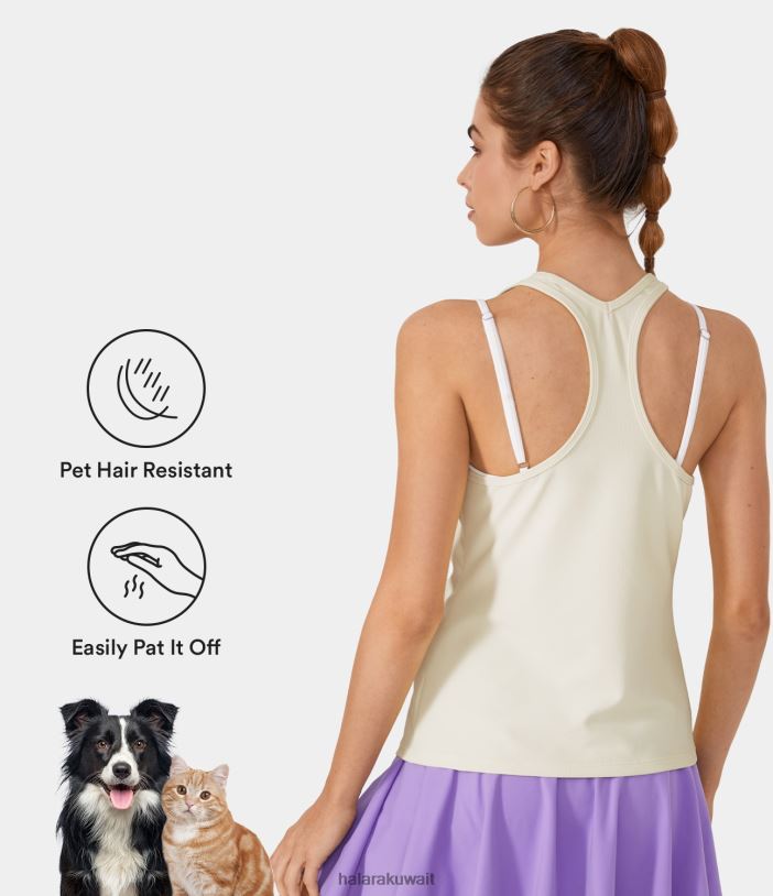 ملابس رياضية أنفاس الطفل TDP4N1770 نحيف Halara قميص باتيتوف فلو مقاوم لشعر الحيوانات الأليفة برقبة على شكل حرف U بظهر متسابق