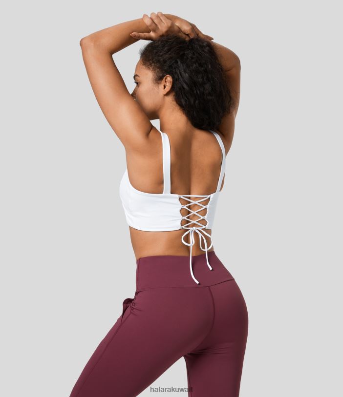 ملابس رياضية أبيض TDP4N1790 نحيف Halara سترة علوية كاجوال بدون أكمام من Softlyzero بدون ظهر متقاطعة وأربطة ذات ملمس رائع