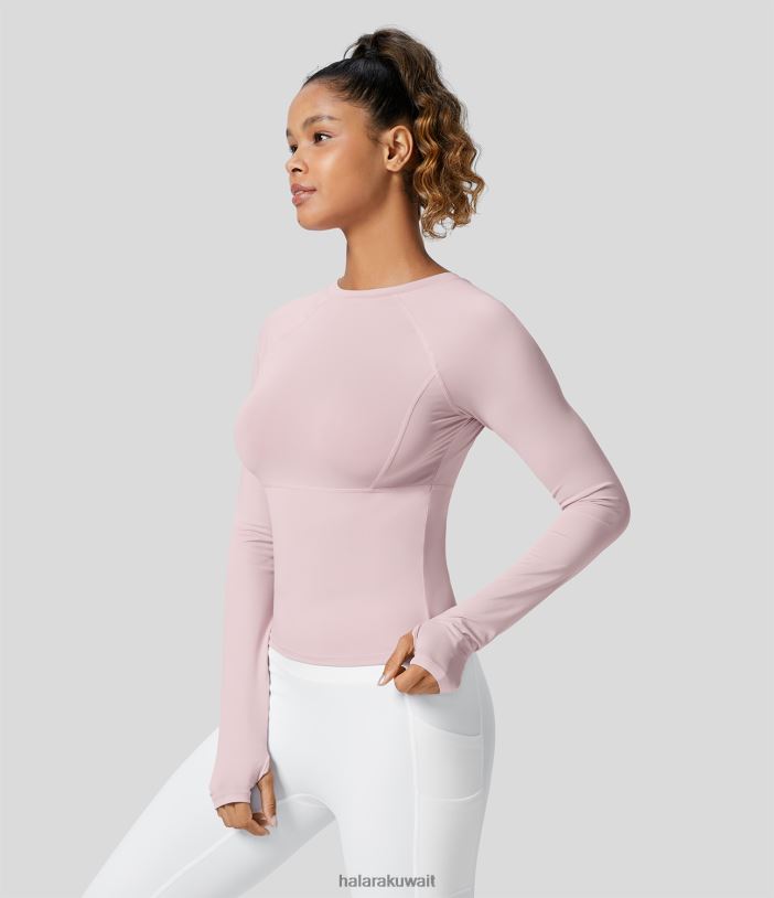 ملابس رياضية أرجواني شاحب TDP4N1792 نحيف Halara قمة رياضية لليوجا بفتحة إبهام صلبة