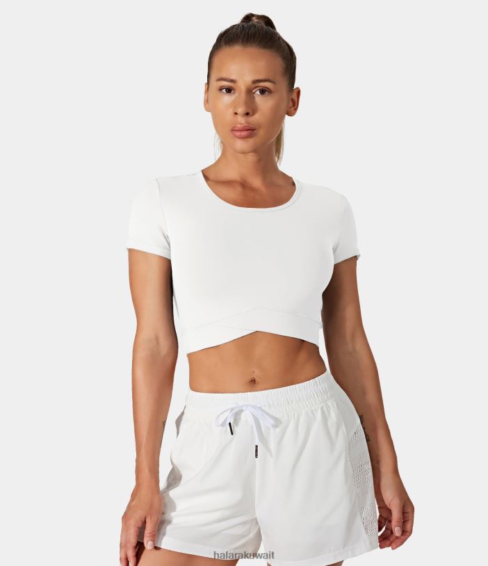 ملابس رياضية أبيض TDP4N1793 نحيف Halara سترة رياضية قصيرة بحاشية متقاطعة من القطيفة Softlyzero