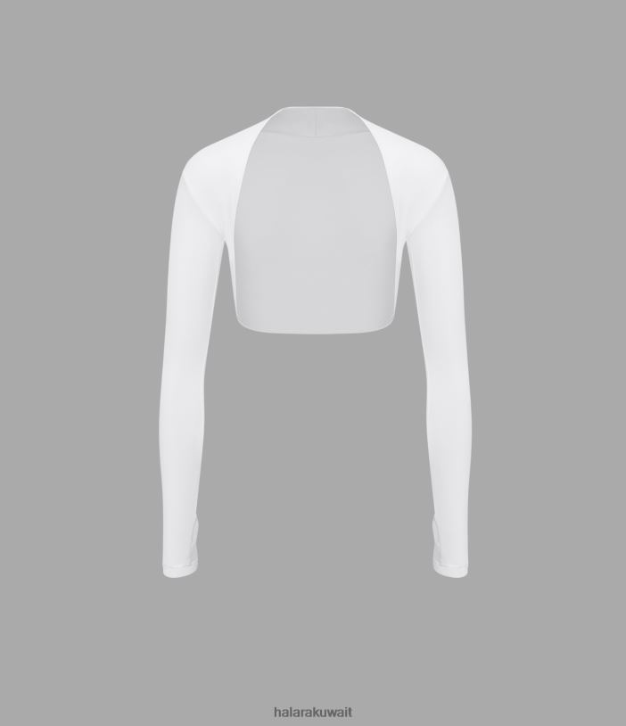 ملابس رياضية أبيض TDP4N1800 نحيف Halara سترة Softlyzero ذات فتحة إبهام صلبة وأكمام طويلة مقصوصة ذات ملمس رائع وقميص جولف رياضي
