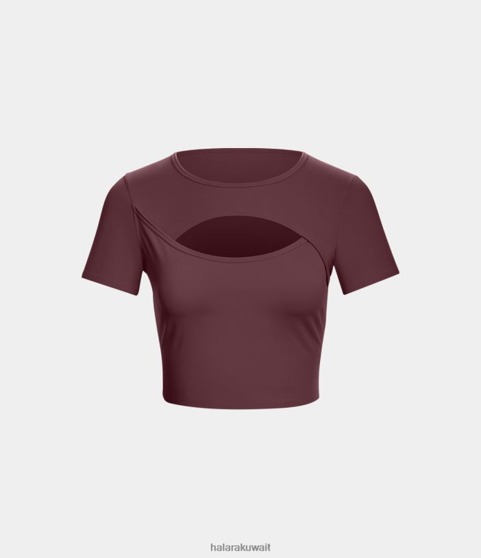 ملابس رياضية الماهوجني الأحمر TDP4N1812 نحيف Halara سترة رياضية لرقص الباليه من Softlyzero برقبة دائرية مقصوصة