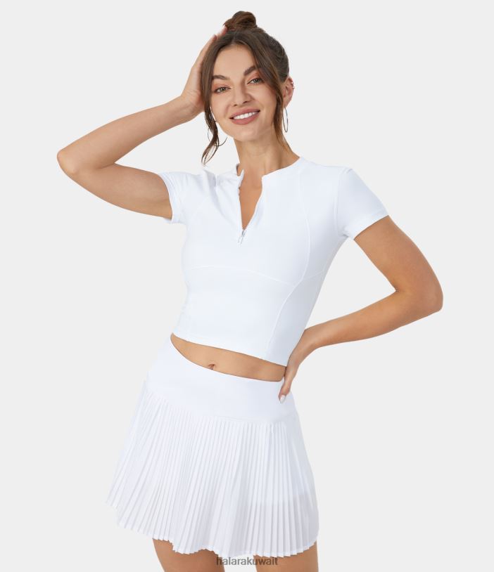 ملابس رياضية أبيض TDP4N1813 نحيف Halara سترة رياضية للجولف قصيرة الأكمام بنصف سحاب من Softlyzero