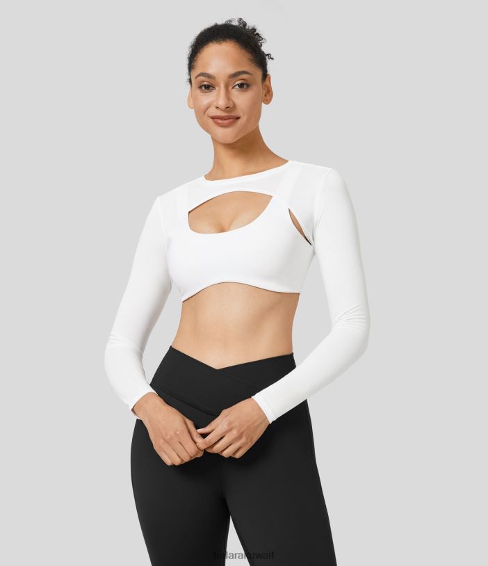 ملابس رياضية أبيض TDP4N1823 نحيف Halara كروس قصير للتنس يتغاضى عن الرياضة من الأمام والخلف يمكن ارتداؤها