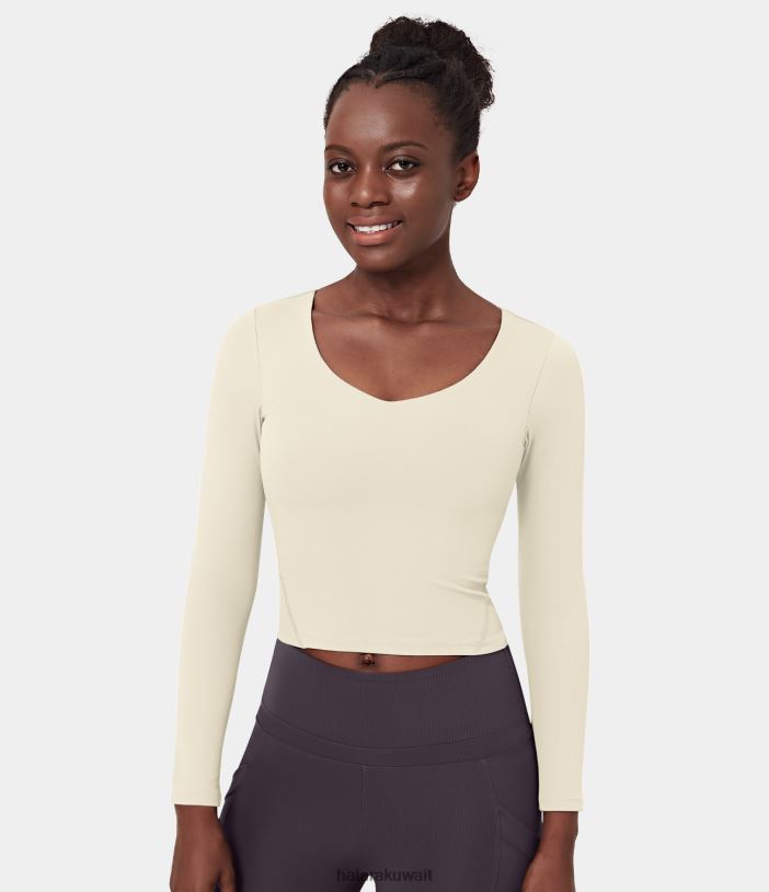 ملابس رياضية النجم الانفرادي TDP4N1896 نحيف Halara بلوزة رياضية بأكمام طويلة ورقبة واسعة