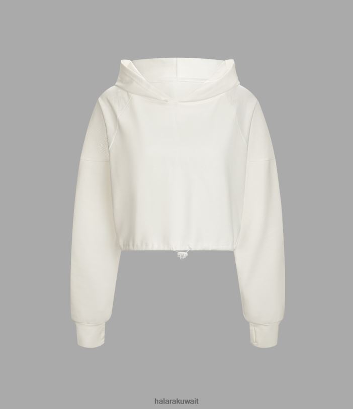 ملابس رياضية أبيض TDP4N1954 نحيف Halara سترة يوجا رياضية مقصوصة برباط متباين وشبكة متباينة