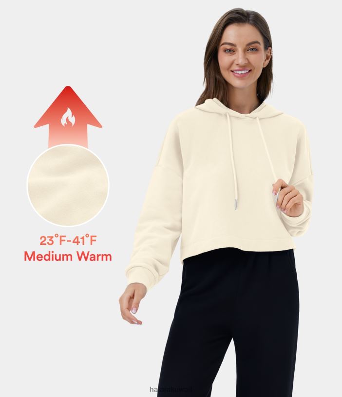 ملابس الشفق TDP4N1955 نحيف Halara سويت شيرت بقلنسوة وكتف منسدل ورباط من الصوف كاجوال بقلنسوة من القطن