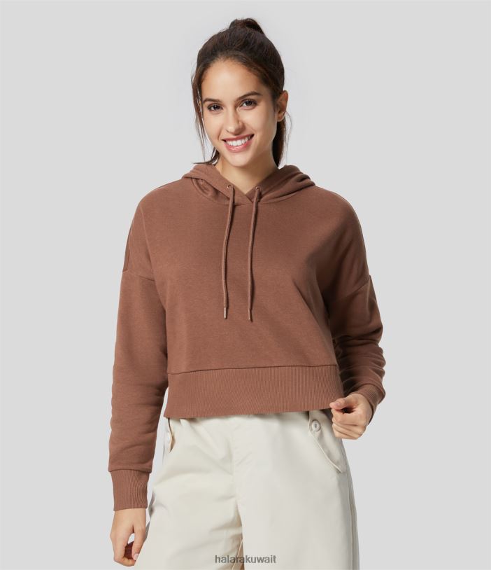 ملابس خمري TDP4N1986 نحيف Halara سترة قطنية أساسية كاجوال بغطاء للرأس