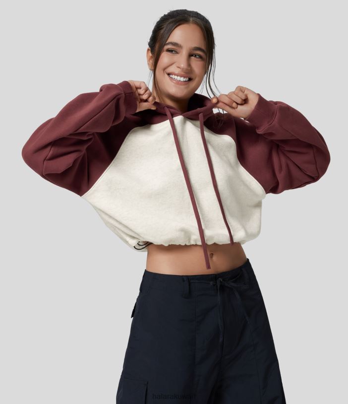 ملابس براندي الشم TDP4N1995 نحيف Halara سويت شيرت قطني كاجوال برباط وأكمام طويلة برباط قابل للتعديل