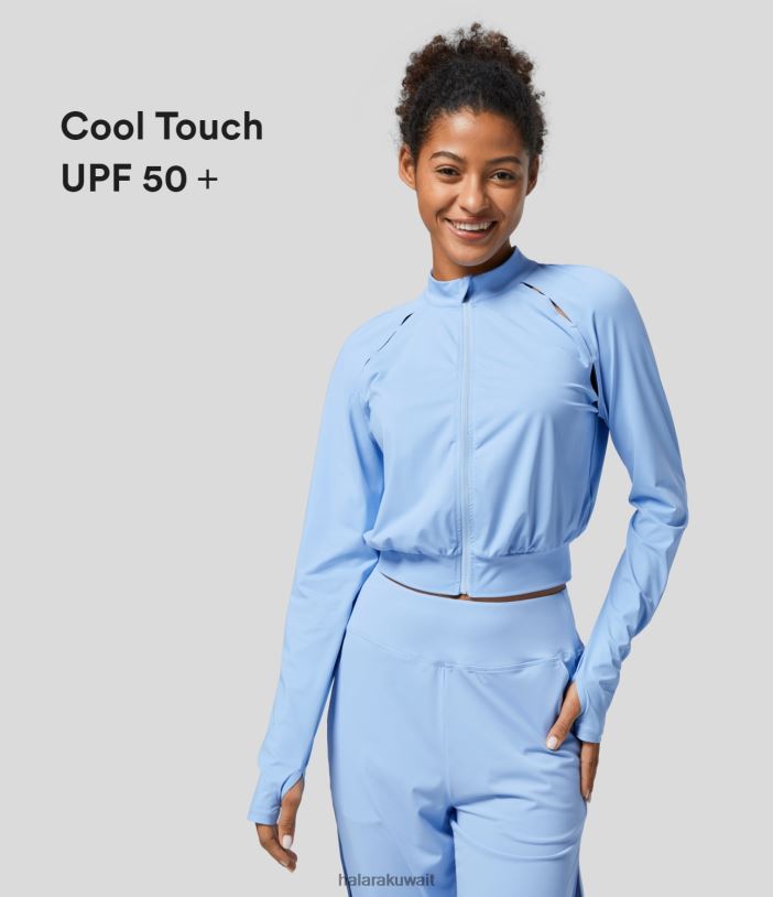 ملابس رياضية القناة الهولندية TDP4N2043 نحيف Halara سترة يوجا ذات ياقة واقفة وسحّاب وفتحة إبهام مقصوصة ذات ملمس رائع